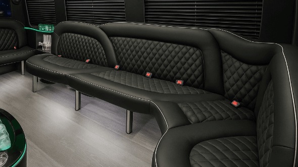 Interior of San Francisco Party Bus Company's 14 Passenger Sprinter Limousine in San Francisco