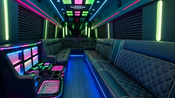 Interior of San Francisco Party Bus Company's 25 Passenger Party Bus in San Francisco