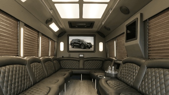 Interior of San Mateo Party Bus Company's 30 Passenger Party Bus in San Mateo