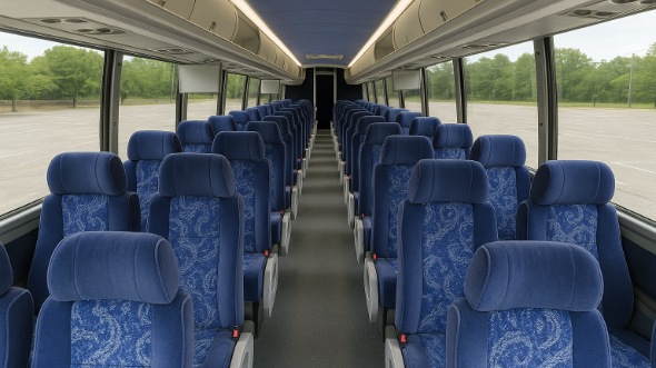 Interior of San Mateo Party Bus Company's 44 Passenger Charter Bus in San Mateo
