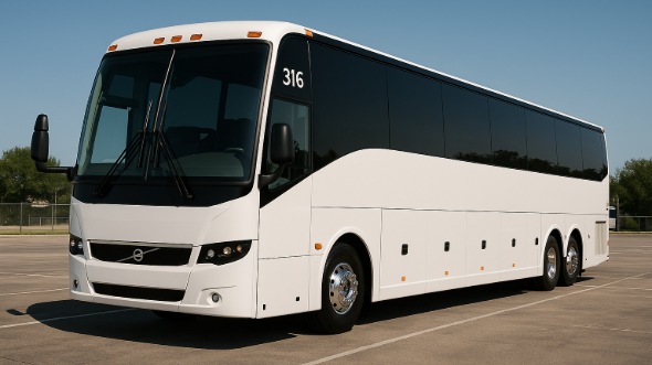Exterior of San Mateo Party Bus Company's 45 Passenger Charter Bus in San Mateo