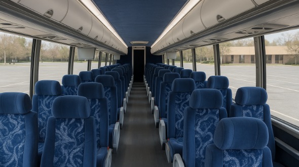 Interior of San Mateo Party Bus Company's 48 Passenger Charter Bus in San Mateo