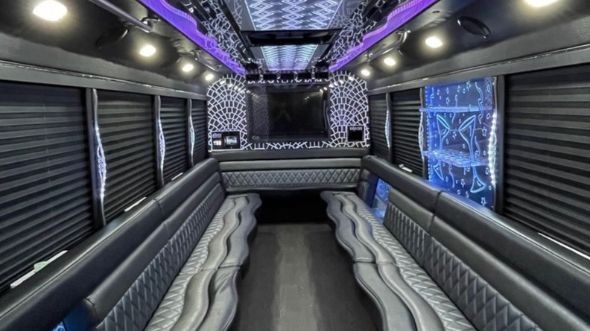 Interior of San Mateo Party Bus Company's 50 Passenger Party Bus in San Mateo