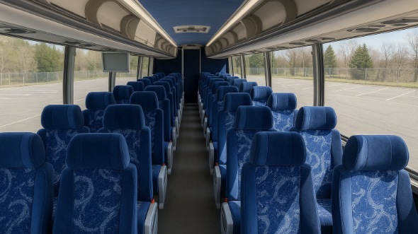 Interior of San Mateo Party Bus Company's 51 Passenger Charter Bus in San Mateo