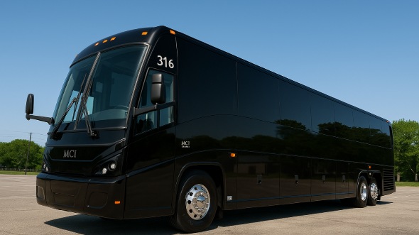 Exterior of San Mateo Party Bus Company's 54 Passenger Charter Bus in San Mateo