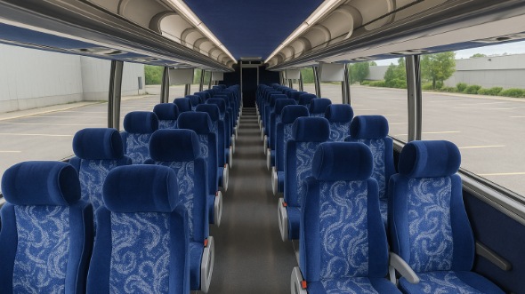 Interior of San Mateo Party Bus Company's 55 Passenger Charter Bus in San Mateo