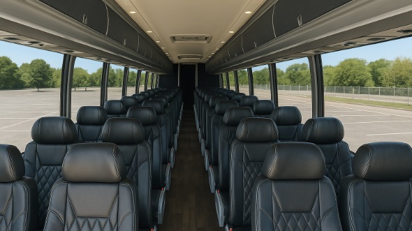 Interior of San Mateo Party Bus Company's ADA Charter Bus in San Mateo