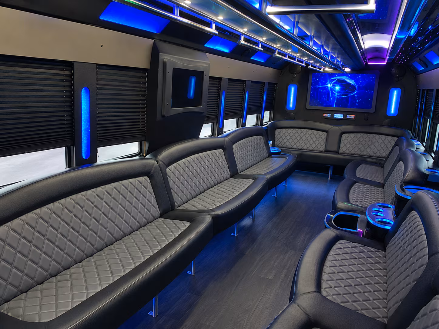San Mateo Private Event Transportation party bus exterior