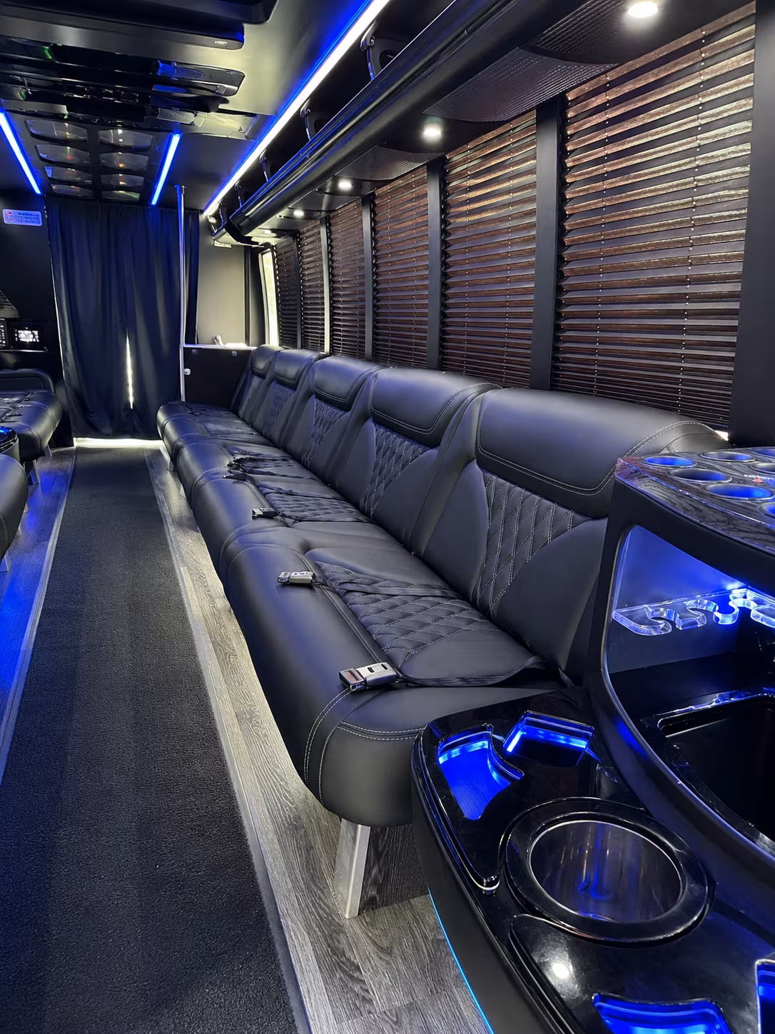 San Mateo Private Event Transportation party bus interior