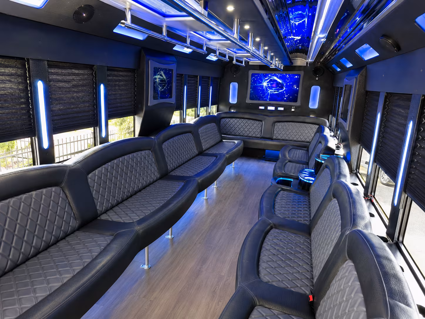 San Mateo Private Event Transportation party bus exterior