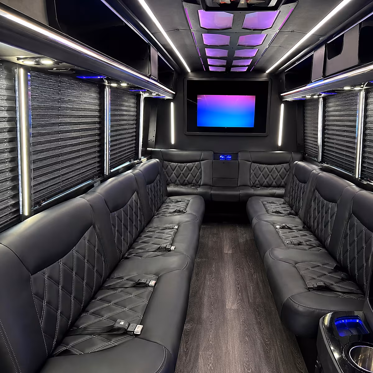 San Mateo Prom & Homecoming Transportation party bus interior