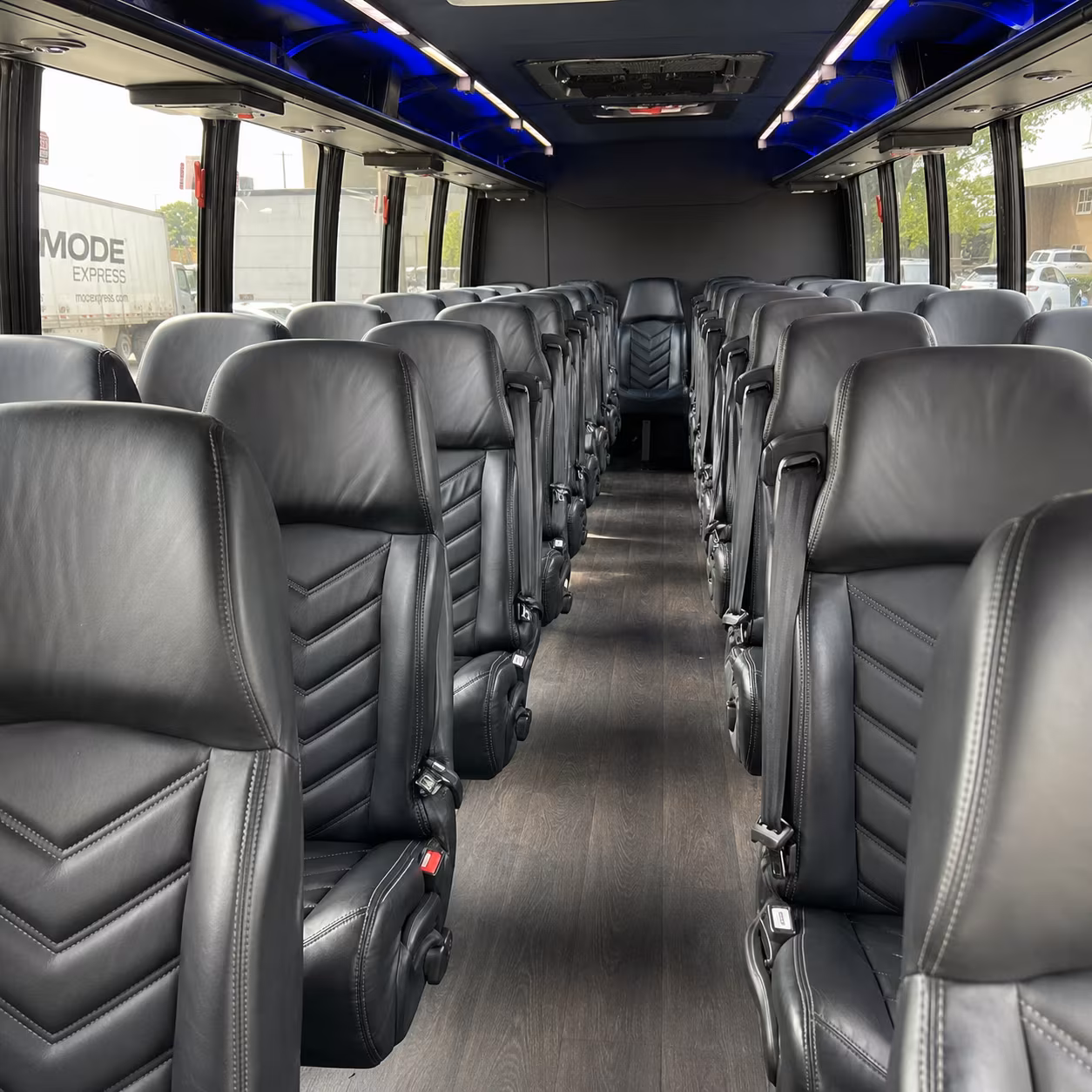 San Mateo School Event Transportation party bus exterior