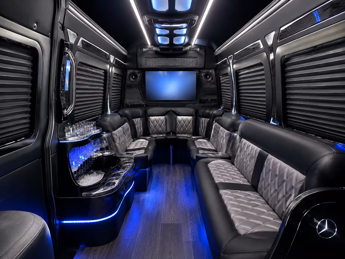 San Mateo School Event Transportation party bus exterior