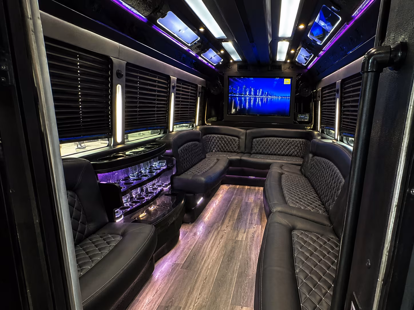 San Mateo Sporting Event Transportation party bus exterior