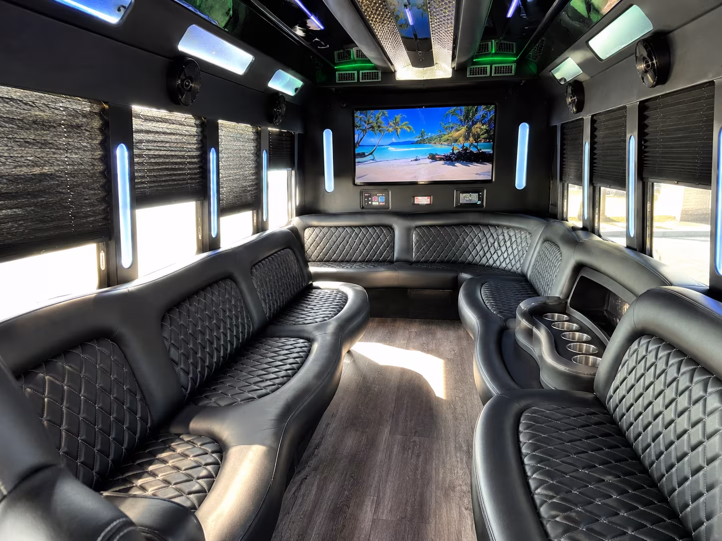 San Mateo Sporting Event Transportation party bus interior