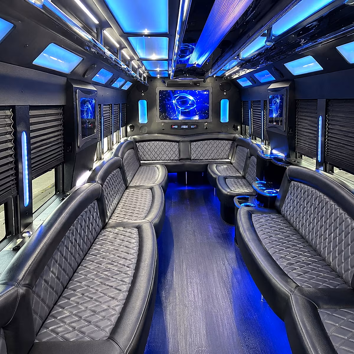 San Mateo Wedding Transportation party bus interior